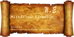Miltényi Elemér névjegykártya